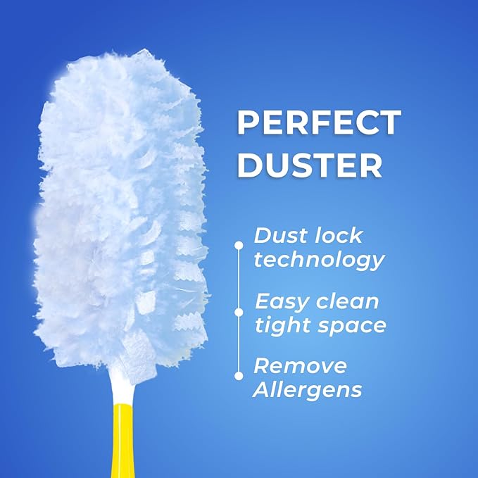 20 Count Duster Refills with Handle,Compatible with Swiffer Dusters Handle,Extra Fluffy & Thick for Superior Dust Lock,Unscented Disposable Dusters for Cleaning