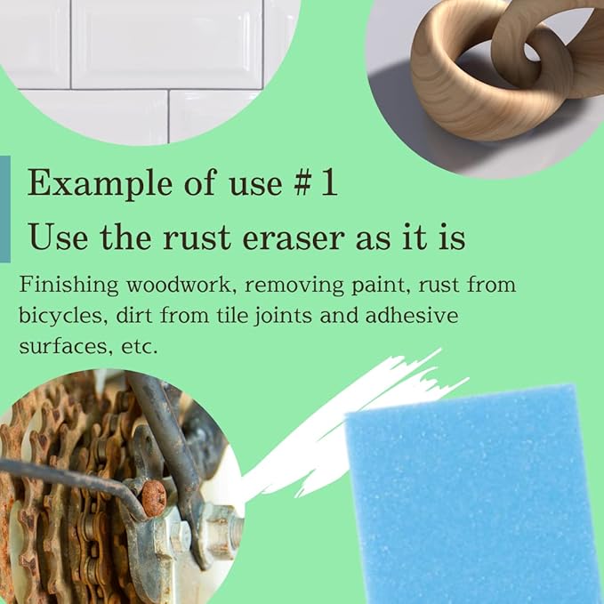 Rust Eraser for Knives Kitchen Stoves Wood Finish and Bicycles Multi Purpouse Cleaning Rubber Eraser Remover Dirt Stains, Set of 2 (Fine, Coarse) Made in Japan