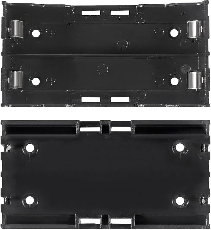 18650 Battery Case Holder 2 Slots X 3.7V 18650 Battery Storage Box, in Parallel Black Plastic Batteries Clip Box with Pin for DIY Parallel or Series Circuit PCB Projects (6pcs ABS 2 Slots)