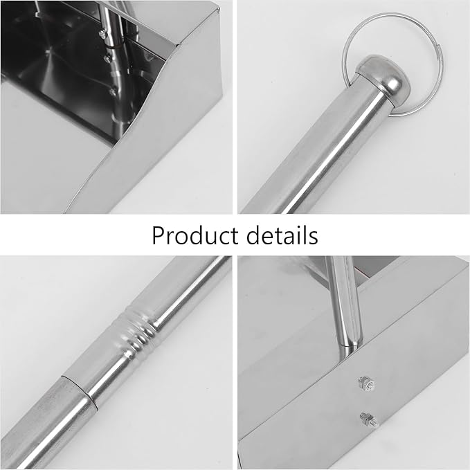Stainless Steel Dustpan with Long Handle Upright Garbage Shovel Heavy Duty Large Size for Home and Garage Cleaning Indoor Outdoor Use