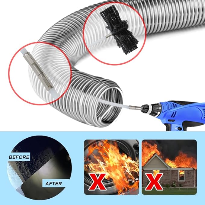 Particle Furnace Cleaning Brush, 100/150mm Brush,Chimney Brush,Dryer Vent Cleaner Kit,Flexible Rods,Up to 13FEET(9Pcs Rods+1Pcs 4" Brush)