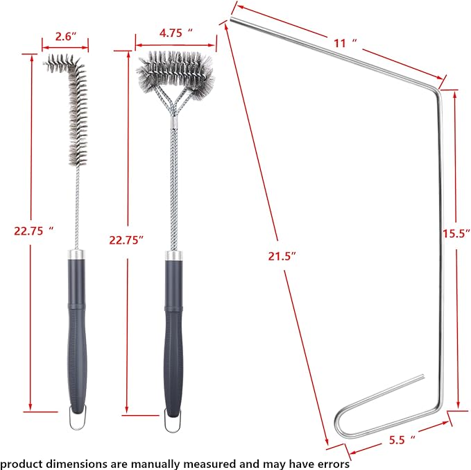 SUNRISE Fryer Brush with Long Handle (Brass with Plastic Handle, L, Double Brush, and Rubber Handle Cleaning Rod)