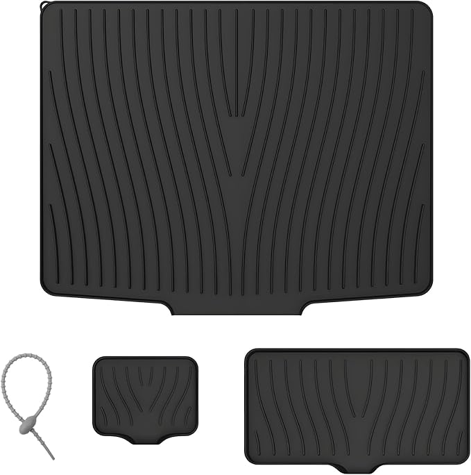Silicone Dish Drying Mat for Kitchen Counter - Large & Small XL Drainer Mats Set with Lip, Fast Drying Rubber Dish Drain Mat (3, S&L&XL)
