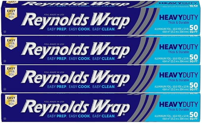 Reynolds Wrap Aluminum Foil, Heavy Duty, 50 sq ft, (Pack of 4)