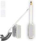Curved Toilet Brush and Holder Set 2 Pack - Under Rim Toilet Bowl Scrubber with S-Shaped Brush Head & Back Scrubber, Compact Wall Mounted Toilet Cleaning Brush for Bathroom (White)