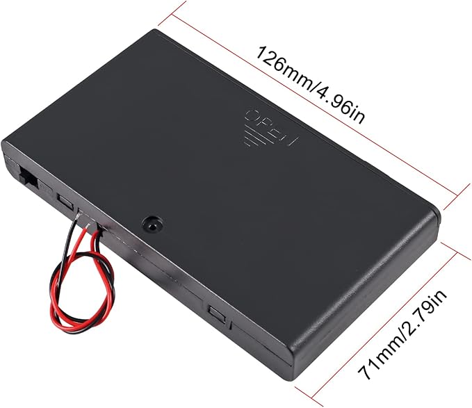 2Pcs 8 x AA Battery Holder Case Box 8 x 12V AA Battery Storage Box Battery Container Case with Cover ON/Off Switch and Wire