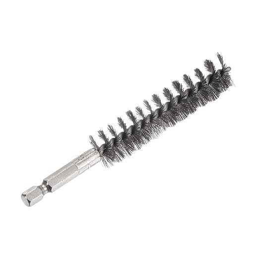 HARFINGTON Stainless Steel Bore Brush 17mm Dia Cleaning Wire Brush with Handle 1/4 Inch Hex Shank for Tubes, Ports, Bearings