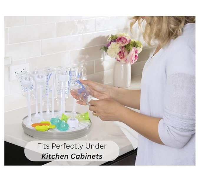 Pequeño Baby Bottle Drying Rack for Countertop – Compact Drying Station for Bottles, Nipples & Pump Parts | Fast-Drying BPA-Free Organizer for Newborn Essentials