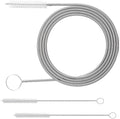60 Inch Long Drain Wire Brush Hose Flexible Feeding Tube Pipe Cleaning Brush - Nylon Stainless Steel Auto Sunroof Drain Cleaning Tool & 2 Slim Straw Cleaning Brush for Cars, Fridges