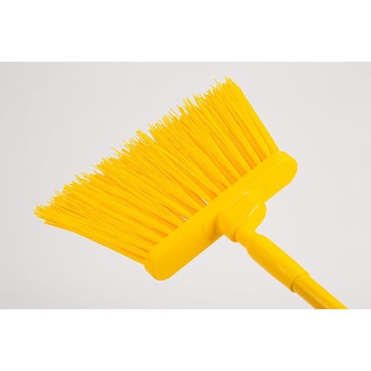 SPARTA 41083EC04 Plastic Color Coded Broom, Unflagged Bristles, Long Broom With Angled Head For Small Debris Cleaning, 56 Inches, Yellow, (Pack of 12)