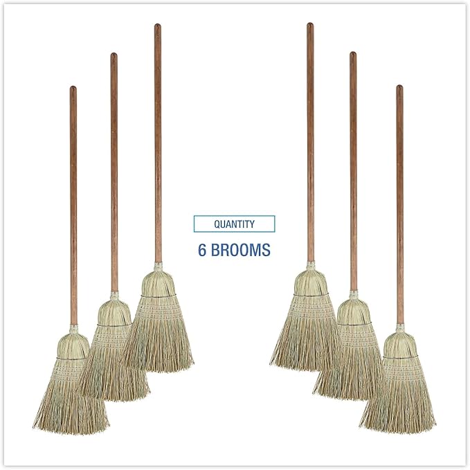 Boardwalk BR10002 Corn/Fiber Warehouse Brooms, 60-Inch, Gray/Natural, 6/CT
