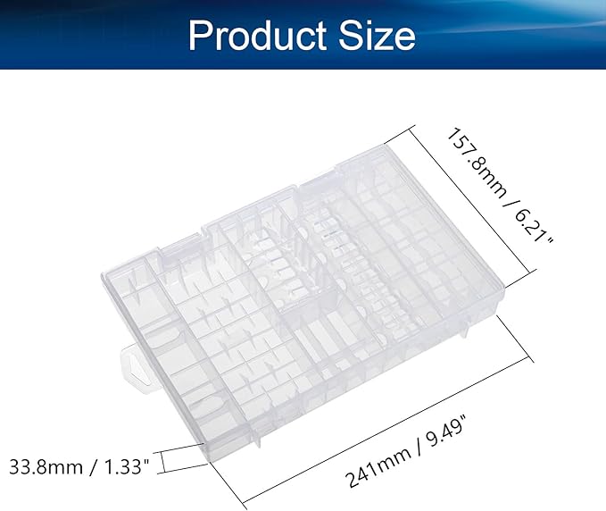 Heyiarbeit Battery Storage Box Battery Storage Case Transparent Holder Organizer Box Battery Container for AAA/AA/C/D/9V Batteries 1Pcs