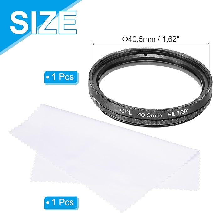 MECCANIXITY 40.5mm Circular Polarizer Filter, Double Sided Multi-Layer Coatings Polarizing Filter with Cleaning Cloth for Camera Lens