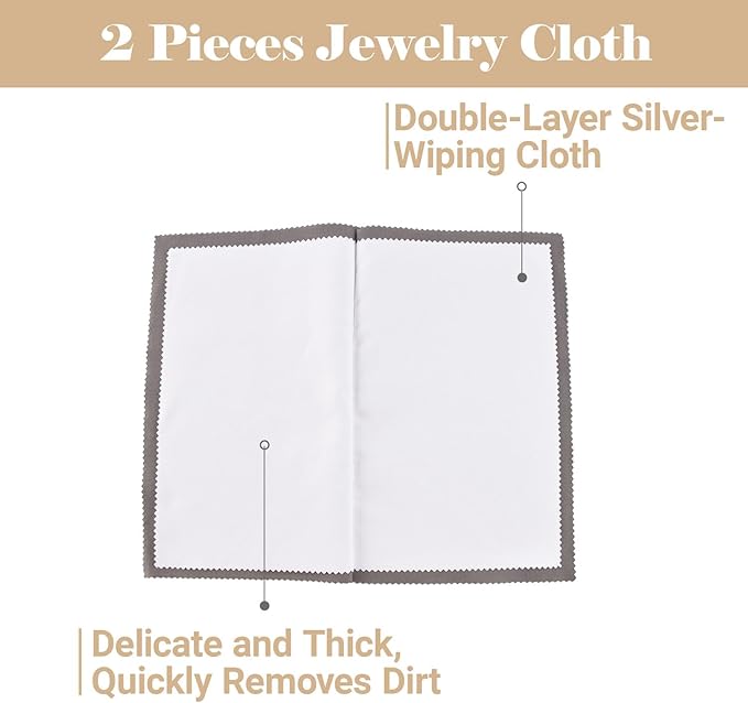 4 Pieces Silver Polish Set, Jewelry Cleaning Brushes Tool Kit Horsehair Brushes and Sterling Silver Cleaning Cloth for Jewelry Coin Silverware Plateware Tarnish Removal
