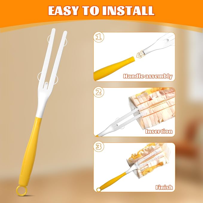 5 Pack Replacement Duster Handles – Compatible with Swiffer Duster Refills, Extendable & Detachable Mop Handles for Tight Spaces (Yellow)