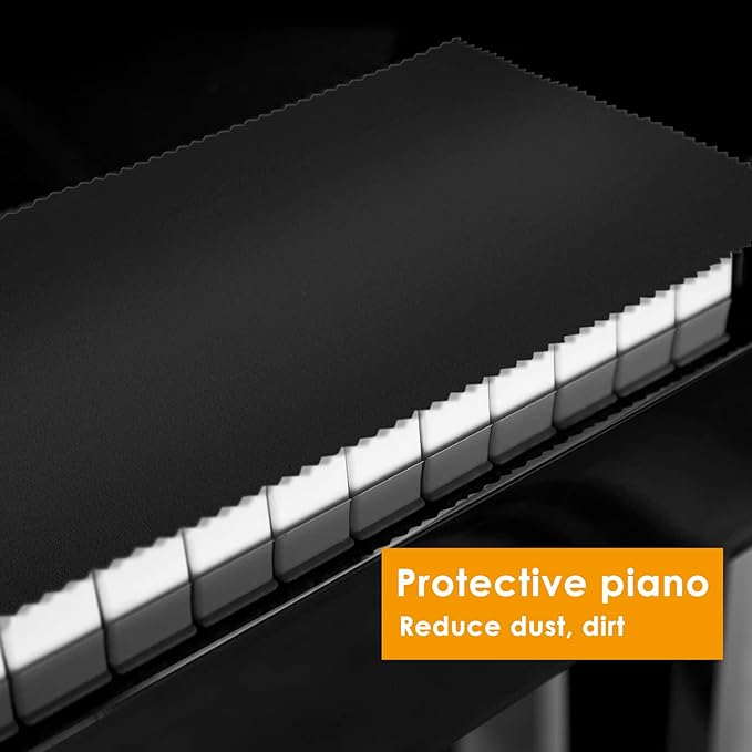 Piano Keyboard Dust Cover for 88 Keys - Suitable for Grand Upright Pianos, Digital Pianos, and Electric Keyboards - Protective Key Cover Cloth (Classic Black)