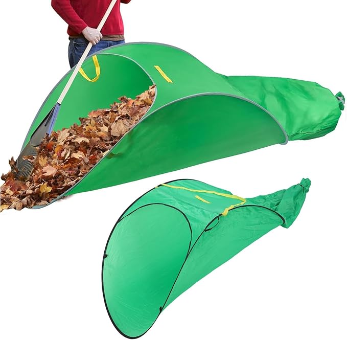 Pssopp Pop Up Leaf Collector, Portable Foldable Leaf Bags Dust Pan Convenient Effortless for Leaves Lawn Debris Grass Clippings Outdoor Gardening Leaf Removal