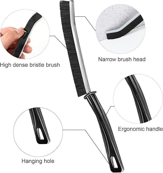 Bathroom Gap Cleaning Brush,Hard Bristle Crevice Brushes, Multifunctional Hand-held Groove Cleaning Brush,Dead Corner Brush for Bathroom Kitchen Tiles,Window Track,Shutter,Door Slots，Black (6)