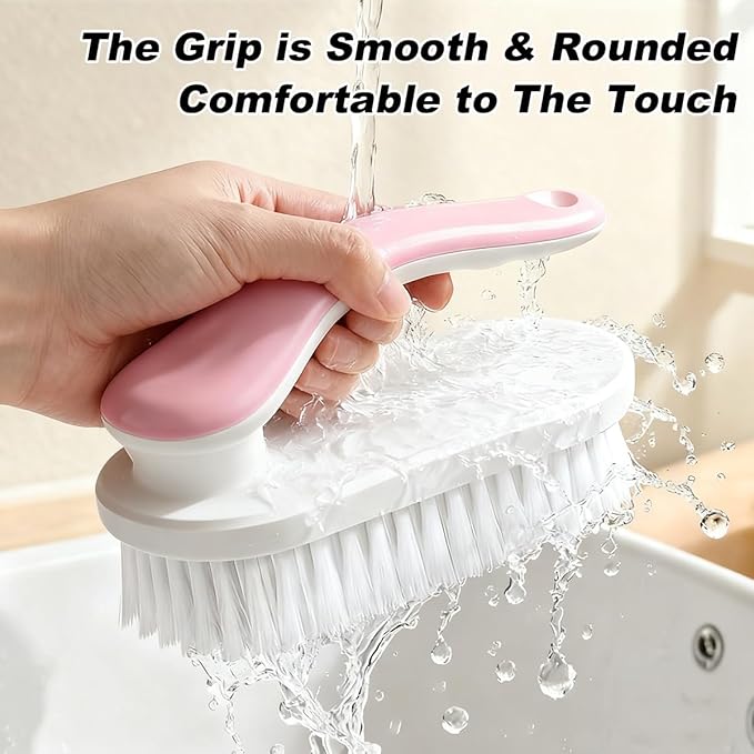 2Pack Shoe Cleaning Brush Household Laundry Clothes Scrubbing for Stains Bathroom Ergonomics Grip Easy Hold (2, Orange)