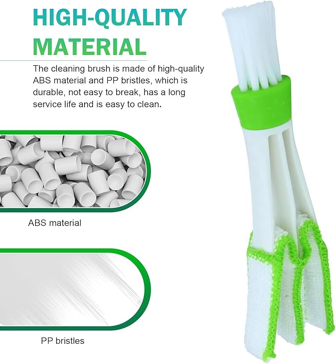 3 PCS Mini Dusters for Car Air Vent, Double Ended Mini Cleaning Brush, Window Blind Brush, Multifunctional Dust Collector Cleaning Cloth Tool, Universal for House, Car, Office (Green & White)