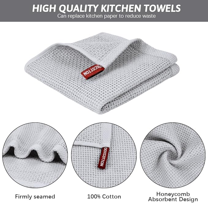 Nialnant Kitchen Hand Towels, 13 x 28 Inches, 100% Cotton Dish Towel for Home, Soft Dish Cloth for Kitchen, Super Absorbent Tea and Bar Towels