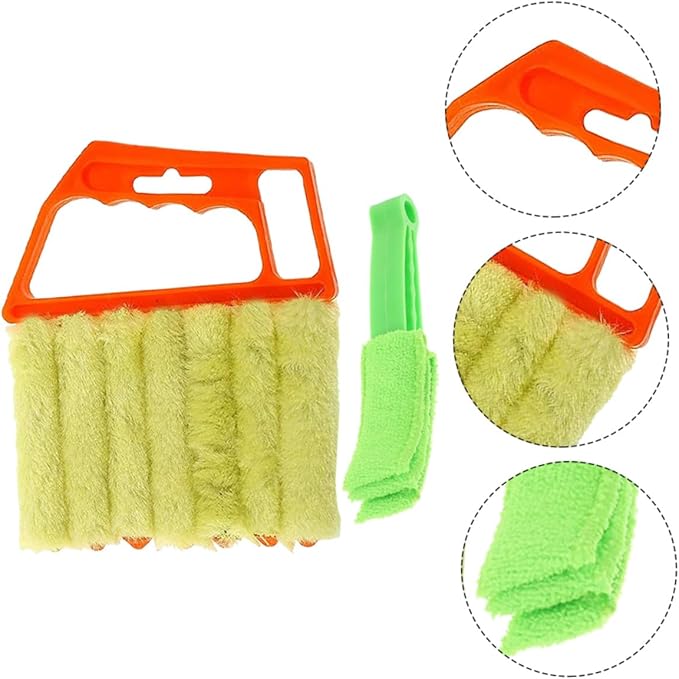 Mikinona Handheld Blinds Cleaning Brush and Window Shutter Cleaner Brush 2pcs Set, Multi-Tooth Design for Dust and Dirt Removal, Suitable for Home Window and Air Conditioner Vent Cleaning