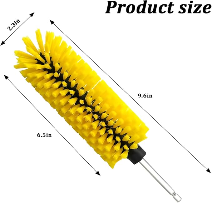 Drill Brush for Car Wheel, Soft No Scratches Vehicle Rim Cleaning Brush for Wheel Rim Engine, Highly Density Automotive Tire Drill Cleaner Tool, Universal for Most Vehicles (Yellow)