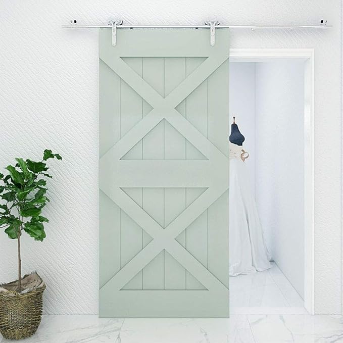 TSMST 7.5FT Sliding Barn Door Hardware Kit, Stainless Steel Heavy Duty Sturdy Barn Door Track for Single Wood Door, Slide Smoothly Quietly (Y Style)