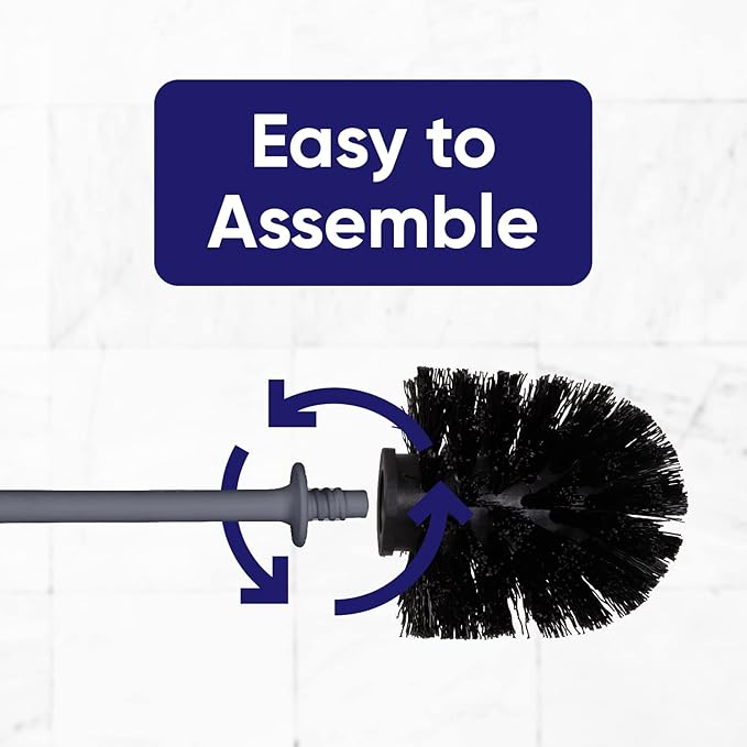 Modern Toilet Brush and Holder, Grey Toilet Bowl Scrub Brush with Storage Caddy, Bathroom Cleaner. by Superio