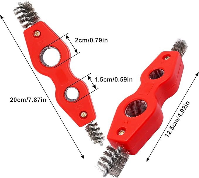 4-in-1 Copper Pipe Cleaner, 1/2 in & 3/4 in Cleaning Brush, Inner & Outer Thread Brush for Tubing, Brazing, Plumbing, Soldering