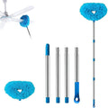 Ceiling Fan Cleaner Duster, Adjusts 16.3 to 62.6 Inch Cobweb Duster with Extension Pole, Fan Cleaning Brush, Fan Blade Cleaner, Suitable for Cleaning Walls, Window, Bookshelves, Door, Top (Blue)