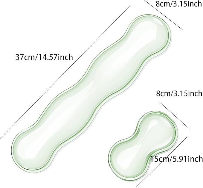 Clear Gel Wrist Rest for Keyboard and Mouse Soft Comfortable Wrist Support for Keyboard Cute Wrists Rest Set Suit for 60%/75% Keyboards and 14In Notebook Game Work(Green)
