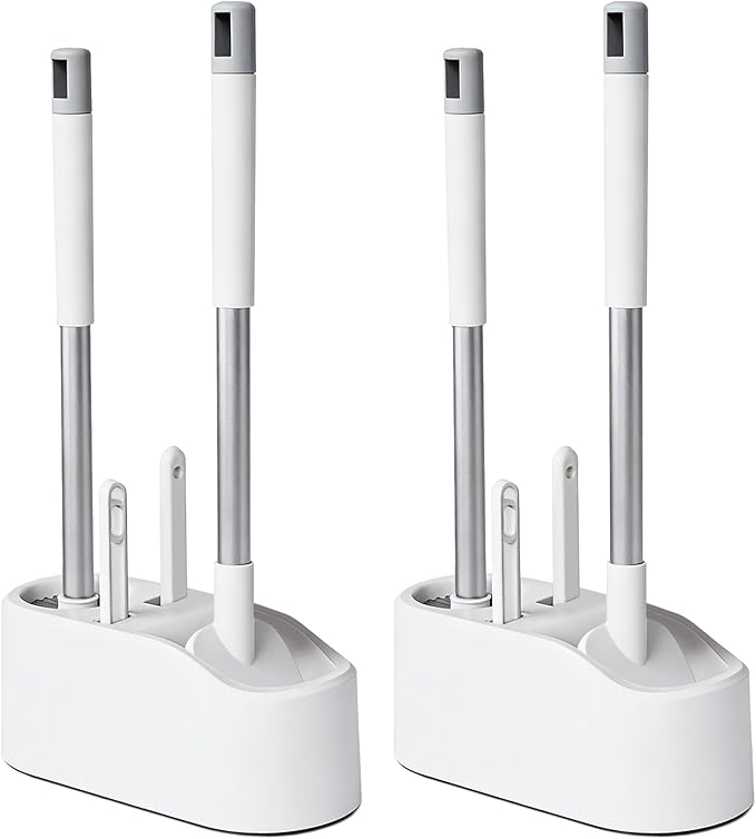 2 Pack Toilet Brush and Holder,Ergonomic, Elegant, Durable, Toilet Bowl Brush for Bathroom