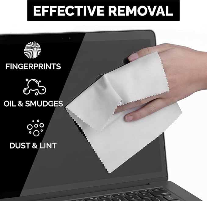 Microfiber Cleaning Cloths 6 Pack – 6x7 Inch Lint‑Free Lens & Screen Cleaner – Eyeglass Camera Phone Tablet TV Cloth – Reusable Scratch‑Free Streak‑Free – 3 Dark Grey & 3 White Individually Wrapped