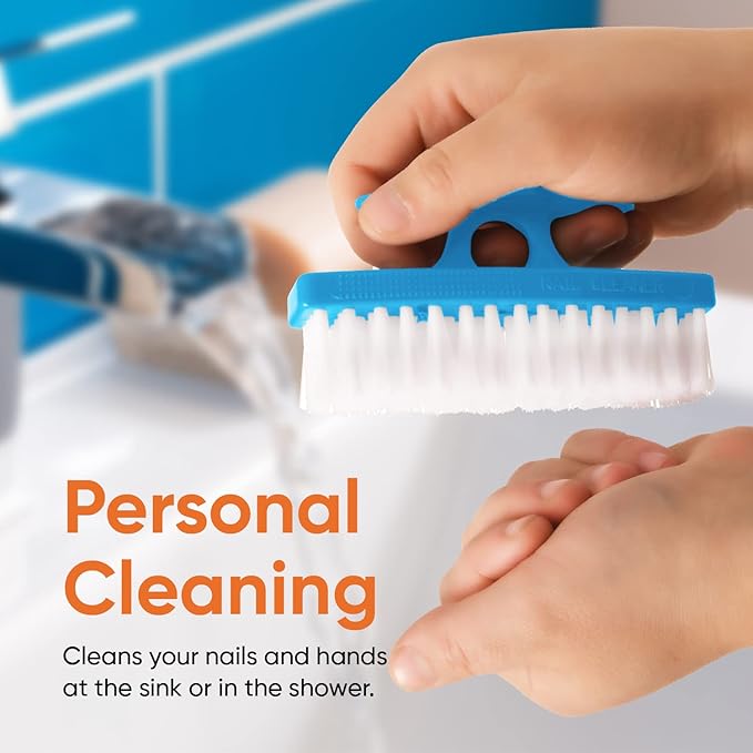 Superio Nail Brush for Cleaning Fingernails, Nail Scrubber Brush, Toe Foot Hands Fingernail Brush Cleaner- Small Scrub Brush- All-Purpose Stiff Cleaning Brush for Home, Kitchen, Work, (2, Blue/Black)