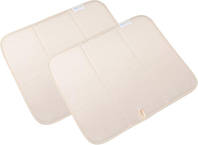 SINLAND Microfiber Dish Drying Mat Super Absorbent Dish Drying Pad for Kitchen Counter, Mat for Countertops or Sinks (16Inch X 18Inch, creamx2)