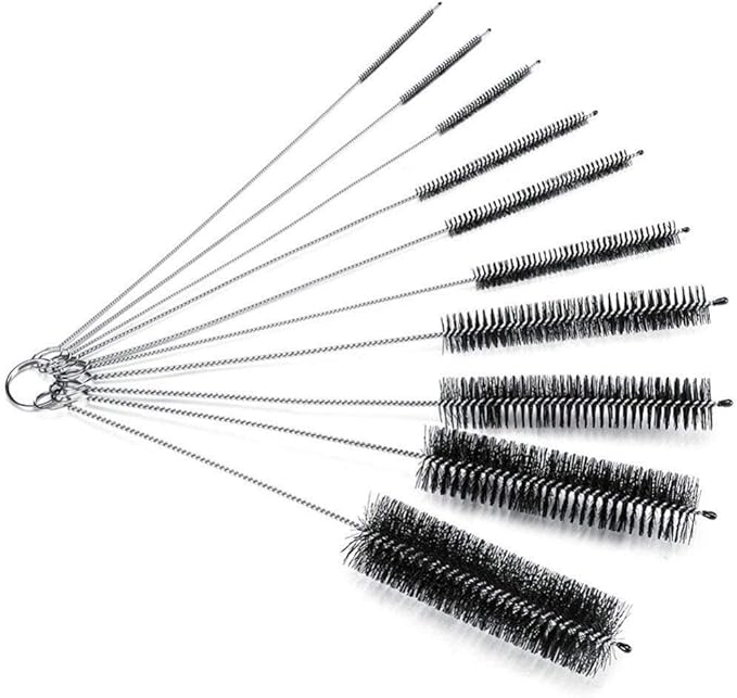 AKOAK 8.2 Inch Nylon Tube Brush Set Pipe Cleaning Brushes for Drinking Straws Glasses Keyboards Jewelry Cleaning,Set of 10