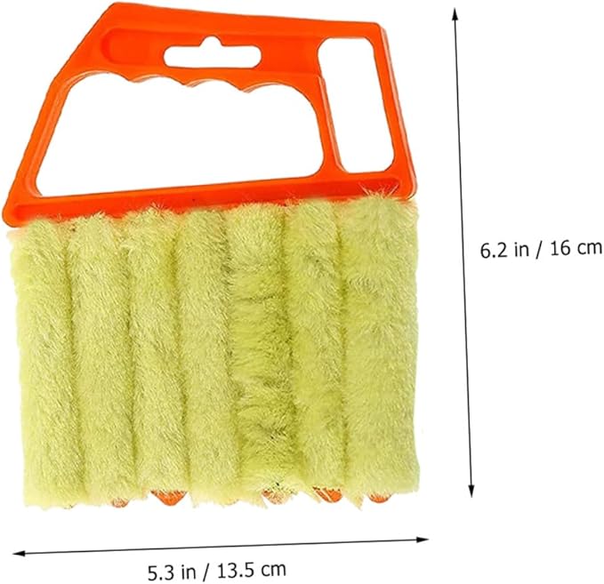 VALICLUD Blinds Cleaning Brush Set 2pcs – 7-Tooth Orange 3-Tooth Green Window Shutter Brushes for Air Conditioner Vent Dust Removal and Home Cleaning