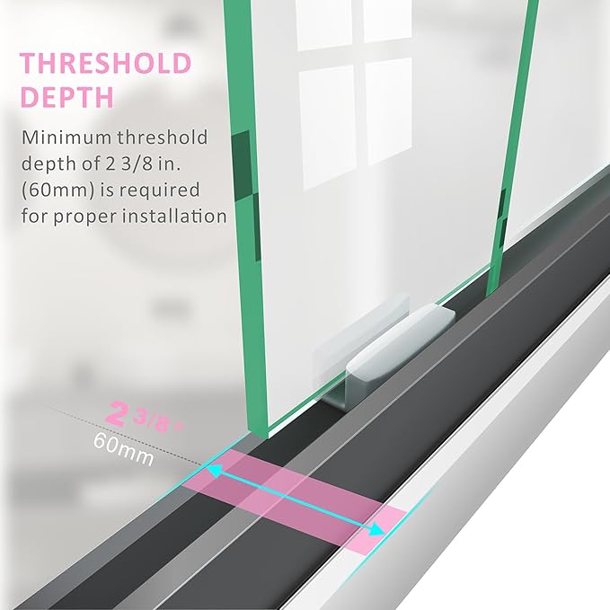 Semi-Frameless Glass Shower Door 50-54'' W x 72'' H with 4'' Adjustable Rail,Bathroom Double Sliding Door with 1/4'' Clear Tempered Glass,Matte Black 304 Stainless Steel Hardware