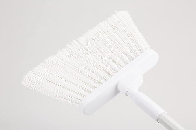 SPARTA 41082EC02 Plastic Color Coded Broom, Flagged Bristles, Long Broom With Angled Head For Large Debris, 56 Inches, White, (Pack of 12)