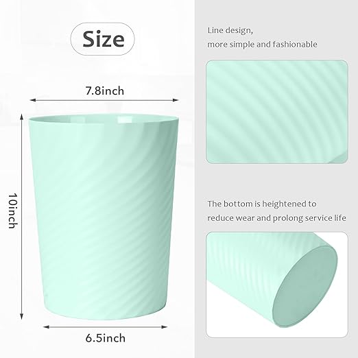 Small Trash Can - Plastic Waste basketbin for Office,Home,Bathroom,Kitchen - 1.8 Gallon - Green