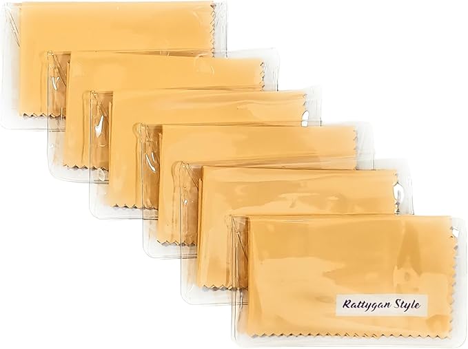Premium Microfiber Cleaning Cloth in Individual PVC Pouches - Glasses Cleaning Cloth for Eyeglasses, Screens, Phones, Computer, Camera Lens, and Delicate Surfaces (6 x 1Pack)