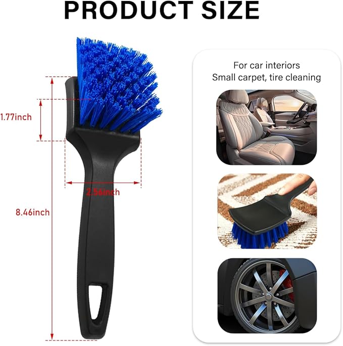 Car Carpet Cleaning Brush, Wheel Hub Scrub Brush Floor Mat Cleaning Brush with Stiff Bristle, Tire Carpet Srubber Upholstery Detailing Brush for Car Interior Home Cleaning (Blue)