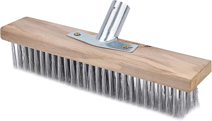 ZJchao Rough Stainless Steel Deck Scrubber Brush for Garages Concrete - Durable Heavy Duty Brush for Yards, Pools, Reservoirs - Fits All Surfaces
