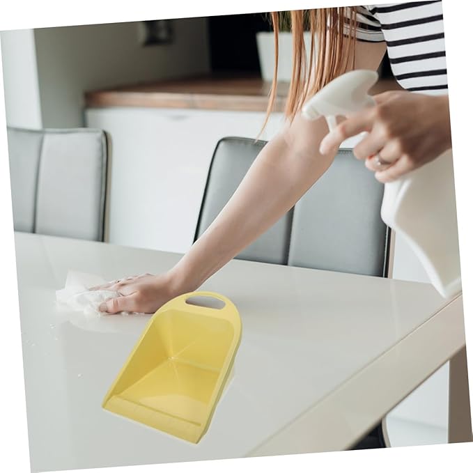 BESPORTBLE Handheld Dust Pan Set 2pcs Small Size Lime Yellow with Comfortable Grip, Reusable Table Cleaning Dustpan for Home, Office, Garage Debris Collection
