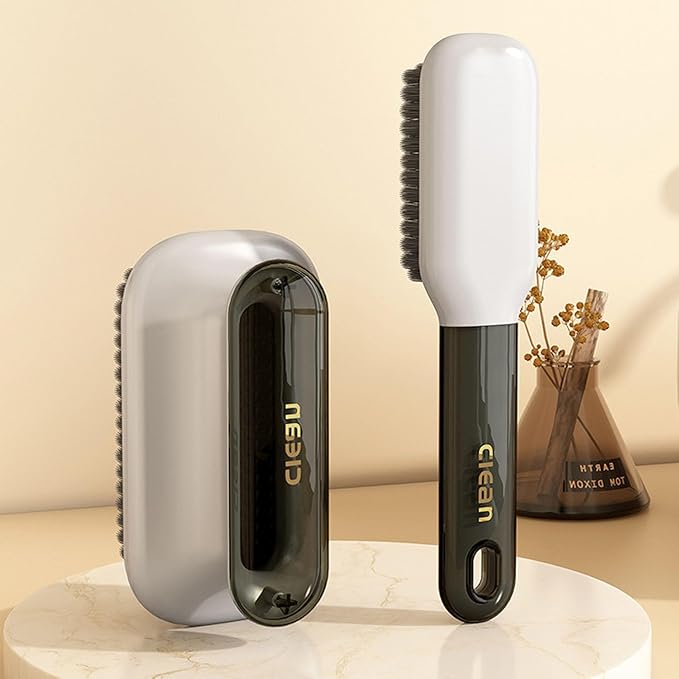 2 Pack Shoe Brush,Shower Cleaning Brush,Scrub BrushComfort Grip,Ideal for Cleaning Bathroom, Shower, Kitchen Bristle Brush (Grey Clothes Brush)