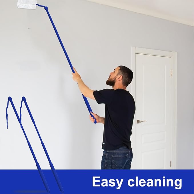 Yeebeny 2 Pcs Replacement Handles Compatible with Swiffer Duster Refill, 3 Ft Swiffer Handles Only, Extended Pole, Adjustable Length Removal Duty Duster Refills （Blue）