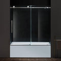 Woodbridge Frameless Single Sliding Shower Doors in Polished Chrome Finish, 57.5-60" Width x 62" Height with 3/8"(10mm) Clear Tempered Glass, Soft Close System and Explosion-Proof Film, BSDC6062-C