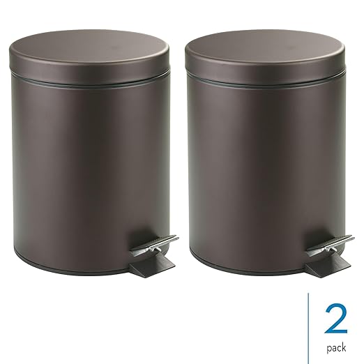 iDesign Round 1.3 Gallon Bathroom Step Trash Can - Set of 2 - Bronze