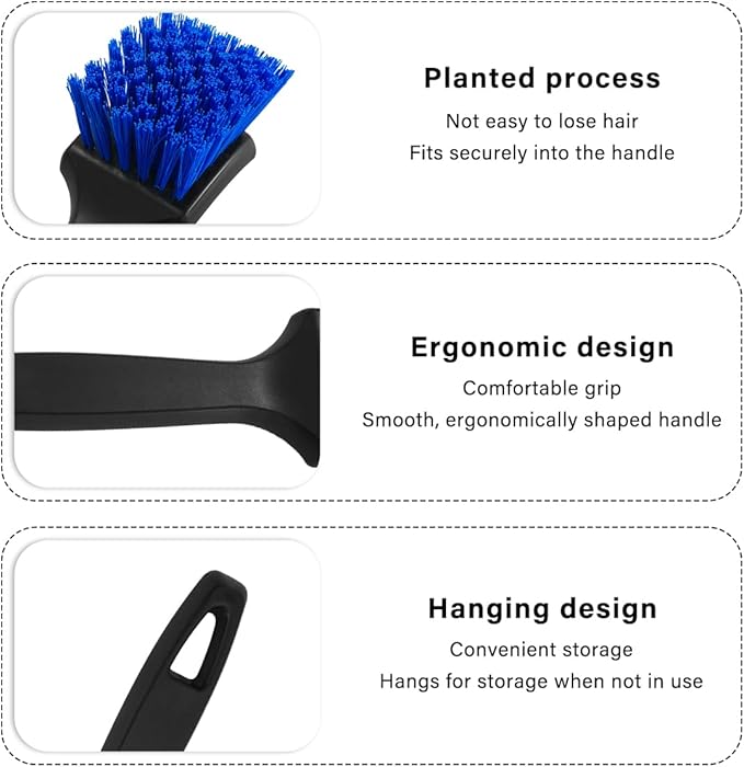 Car Carpet Cleaning Brush, Wheel Hub Scrub Brush Floor Mat Cleaning Brush with Stiff Bristle, Tire Carpet Srubber Upholstery Detailing Brush for Car Interior Home Cleaning (Blue)